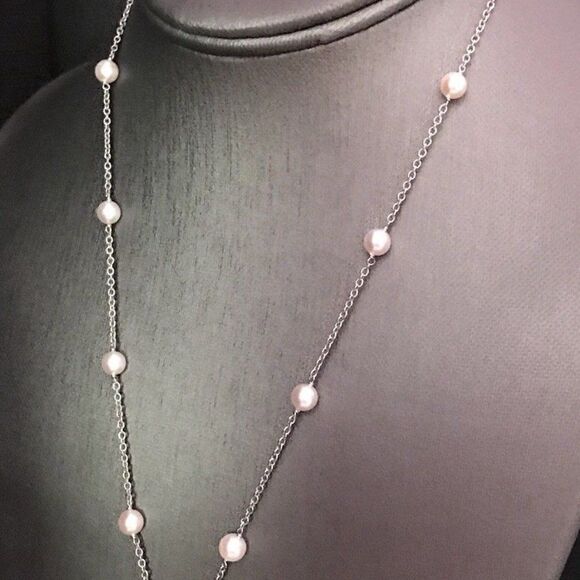 Diamond Akoya Pearl Necklace 14k Gold 5.75 mm 18.5" Certified $3,950 818062 - Picture 7 of 12